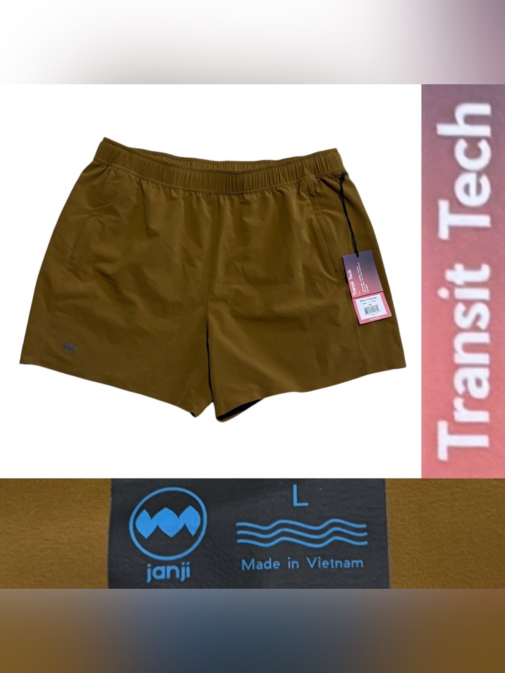 NWT Janji Transit Shorts 4” Women’s Size Large In Earth
